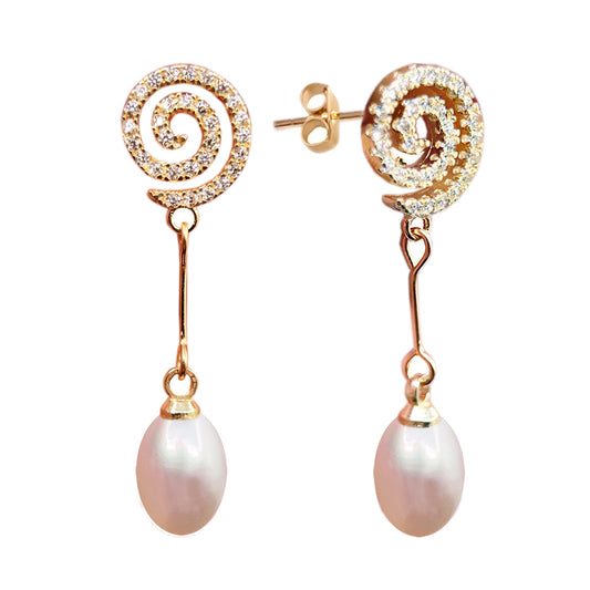 Sterling Silver AAA Freshwater Pearl Drop Earrings (Lollipops)