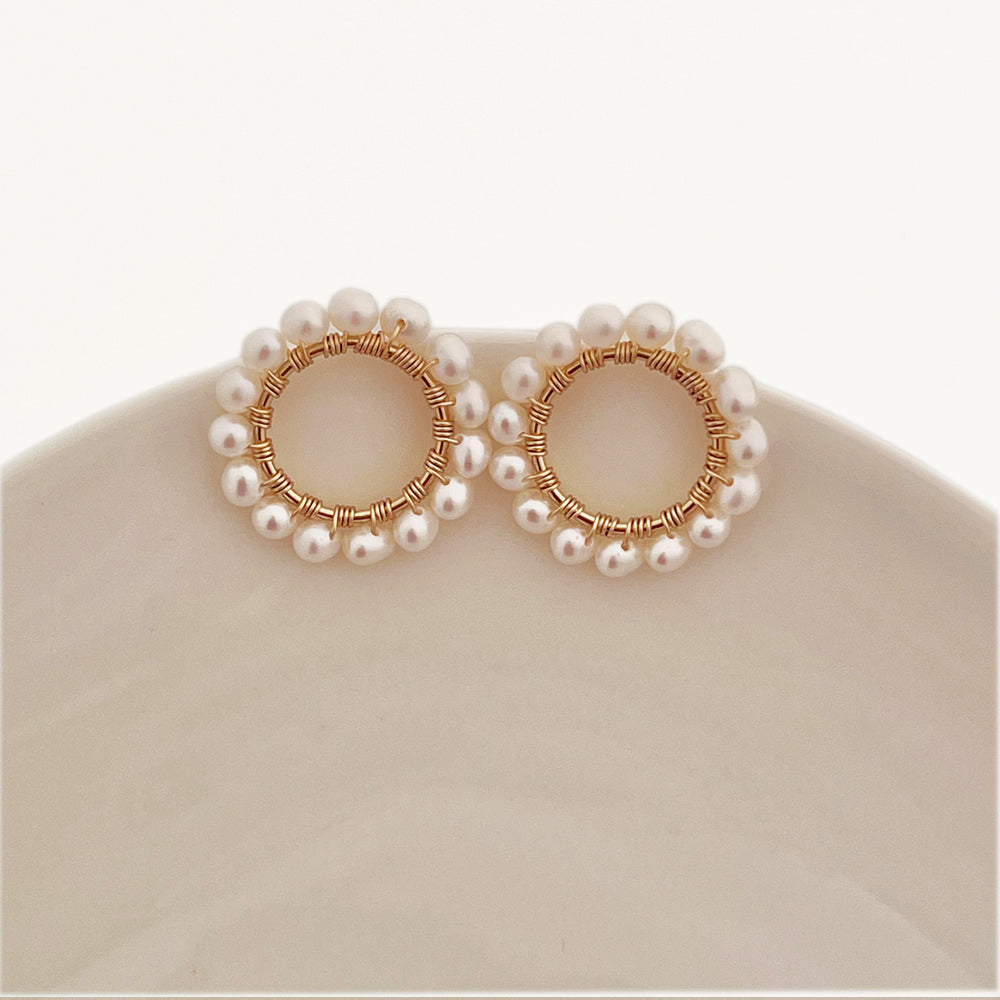 AAA 14K Gold Freshwater Pearl Earring Studs