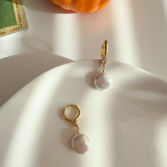 Baroque Pearl Dangle Drop Earring Hoops