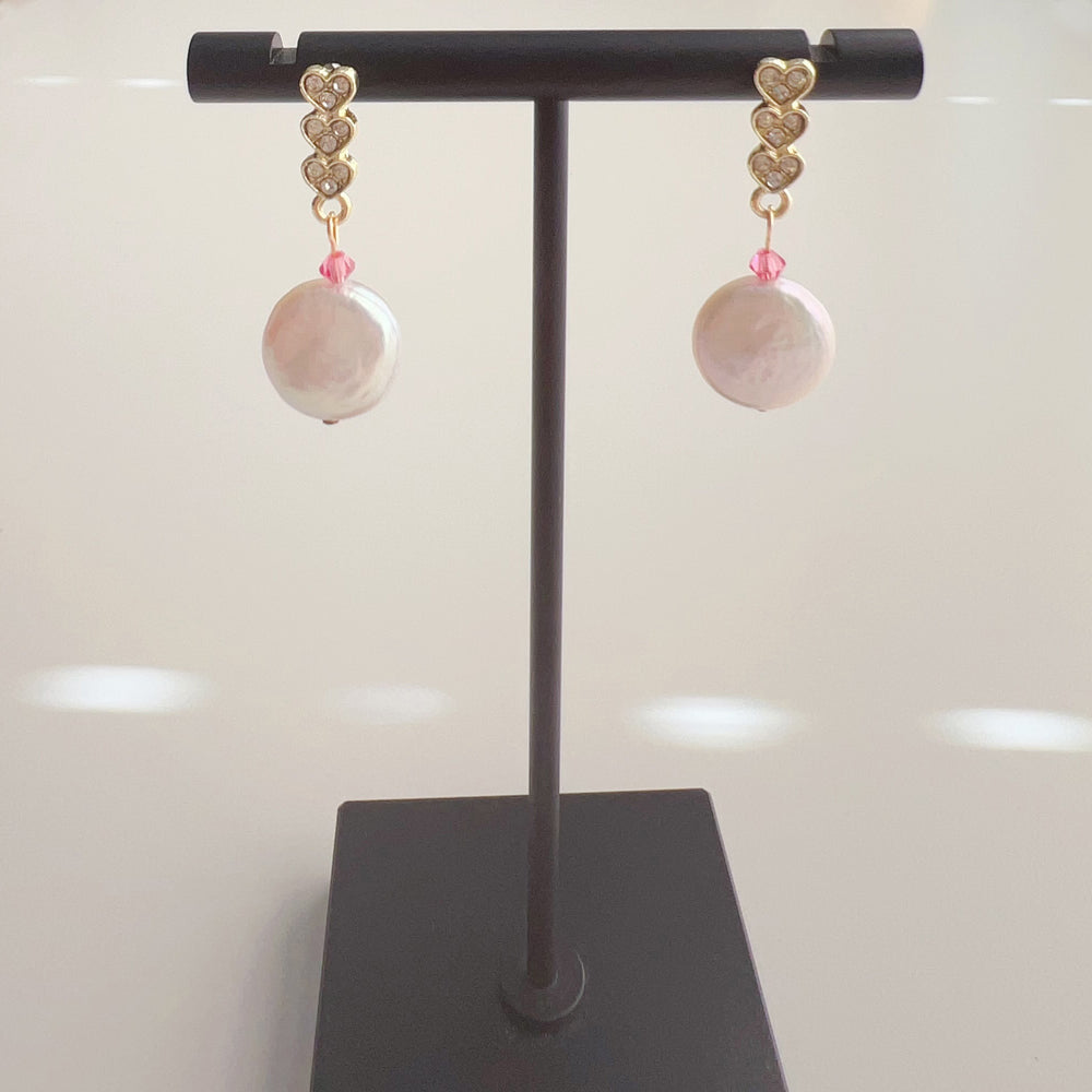 Baroque Pearl Heart Dangle Earrings