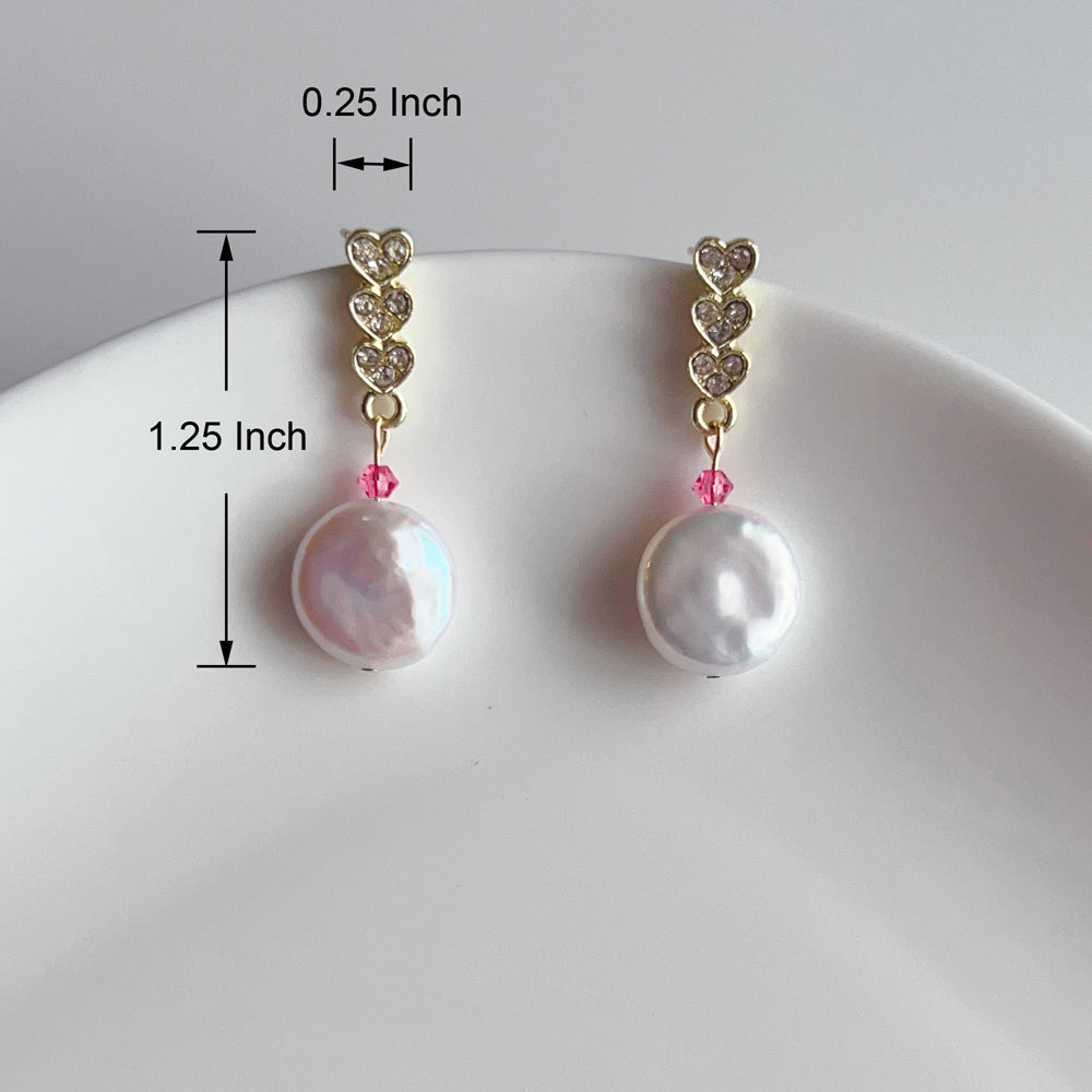 Baroque Pearl Heart Dangle Earrings